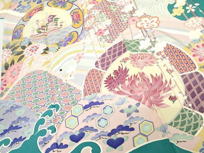 平和屋着物●本加賀友禅作家　白坂幸蔵　振袖　九谷図　正絹　逸品　AABF9102cs