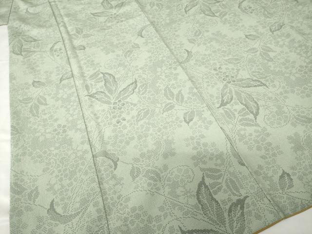 平和屋着物●本塩沢　110亀甲　花蔦草文　正絹　逸品　AABF9010ck