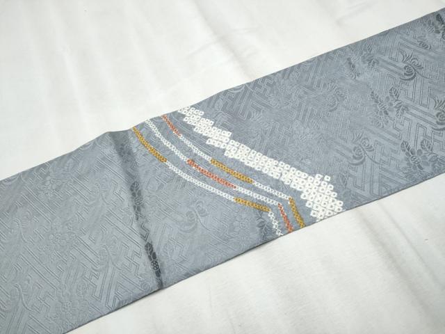 平和屋着物●九寸名古屋帯　絞り　芝草文　正絹　逸品　CABD0560hy