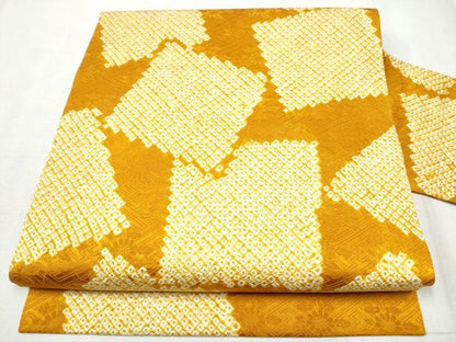 平和屋着物●九寸名古屋帯　絞り　色紙重ね文　さが美扱い　正絹　逸品　CABD0587hy