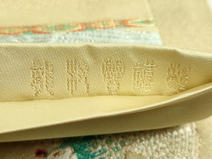 平和屋着物●極上　龍村晋謹製　太鼓柄袋帯　鳳凰眞文錦　金銀糸　逸品　DZAB4787kh6