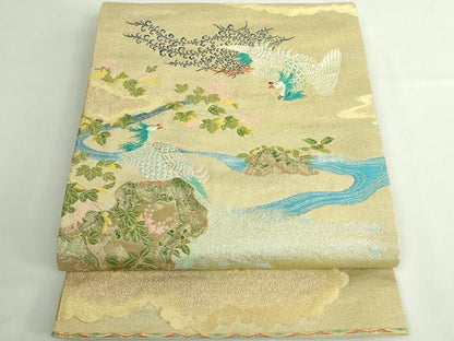 平和屋着物●極上　龍村晋謹製　太鼓柄袋帯　鳳凰眞文錦　金銀糸　逸品　DZAB4787kh6