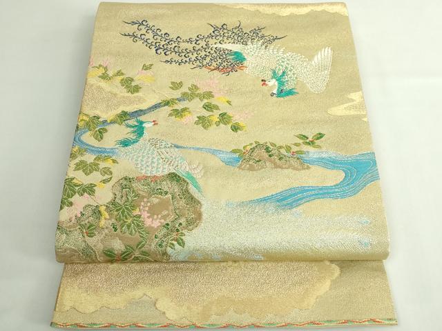 平和屋着物●極上　龍村晋謹製　太鼓柄袋帯　鳳凰眞文錦　金銀糸　逸品　DZAB4787kh6