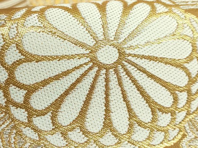 平和屋着物●極上　龍村晋謹製　全通柄袋帯　陽暢菊華錦　金銀糸　上代60万　紙タグ付き　逸品　DZAB4775kh6
