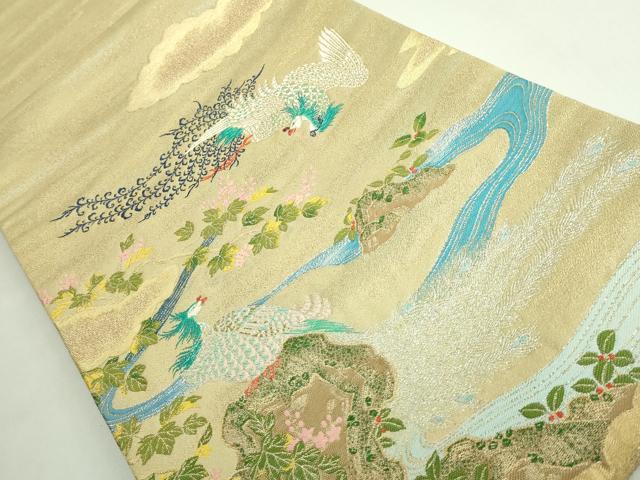 平和屋着物●極上　龍村晋謹製　太鼓柄袋帯　鳳凰眞文錦　金銀糸　逸品　DZAB4787kh6