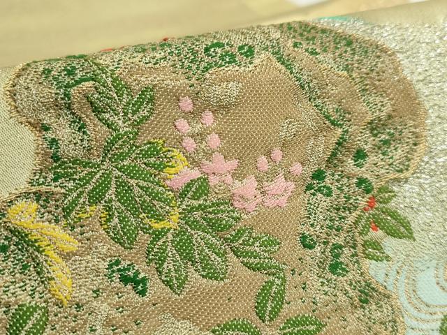 平和屋着物●極上　龍村晋謹製　太鼓柄袋帯　鳳凰眞文錦　金銀糸　逸品　DZAB4787kh6
