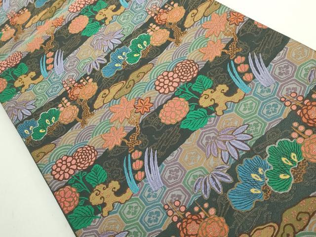 平和屋本店●極上　1854年創業　帯屋捨松　六通柄袋帯　唐織　吉祥草花文　金糸　共箱付き　逸品　未使用　DZAB4846kh6