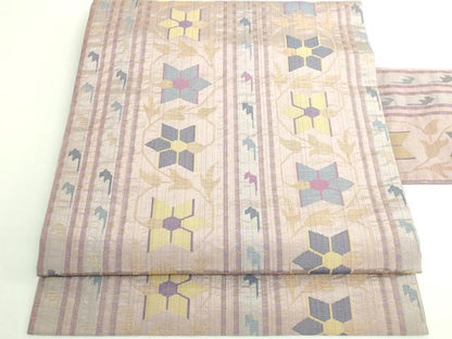平和屋着物●極上　1854年創業　帯屋捨松　九寸名古屋帯　花唐草　金糸　証紙付き　逸品　未使用　DZAB4835kh6