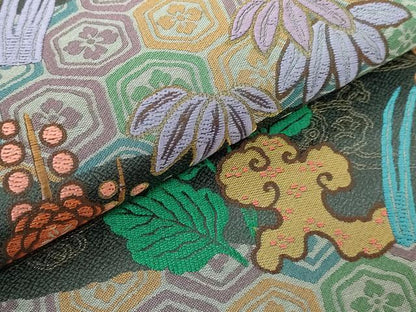 平和屋本店●極上　1854年創業　帯屋捨松　六通柄袋帯　唐織　吉祥草花文　金糸　共箱付き　逸品　未使用　DZAB4846kh6