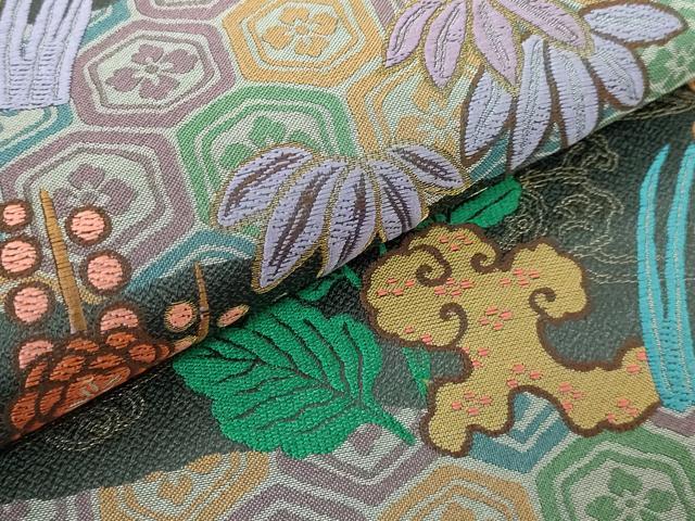 平和屋本店●極上　1854年創業　帯屋捨松　六通柄袋帯　唐織　吉祥草花文　金糸　共箱付き　逸品　未使用　DZAB4846kh6