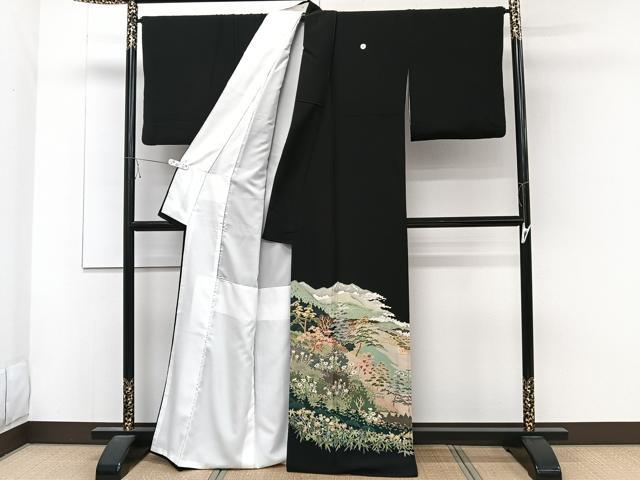 平和屋着物■豪華黒留袖　風景文　正絹　逸品　CABC5945xi