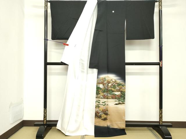 平和屋着物■豪華黒留袖　風景文　暈し染め　金銀彩　正絹　逸品　DABC4548cd