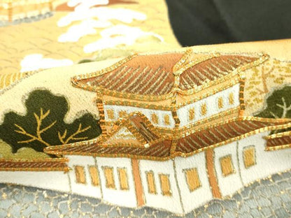 平和屋着物■豪華黒留袖　駒刺繍　風景文　金彩　正絹　逸品　DABC4547cd