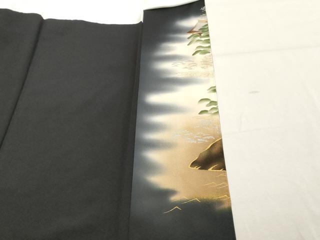 平和屋着物■豪華黒留袖　風景文　暈し染め　金銀彩　正絹　逸品　DABC4548cd