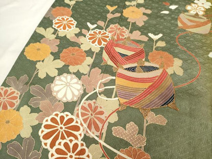 平和屋着物■訪問着 駒刺繍 糸巻花文 暈し染め 金彩 正絹 逸品 DABC4581cd