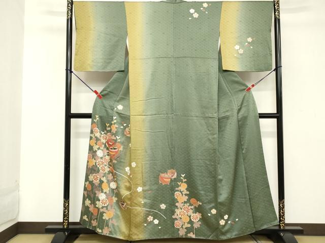 平和屋着物■訪問着 駒刺繍 糸巻花文 暈し染め 金彩 正絹 逸品 DABC4581cd