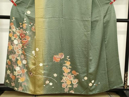 平和屋着物■訪問着 駒刺繍 糸巻花文 暈し染め 金彩 正絹 逸品 DABC4581cd
