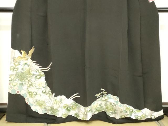 平和屋着物■豪華黒留袖　刺繍　吉祥花鳥文　金銀彩　正絹　逸品　DABC4576cd