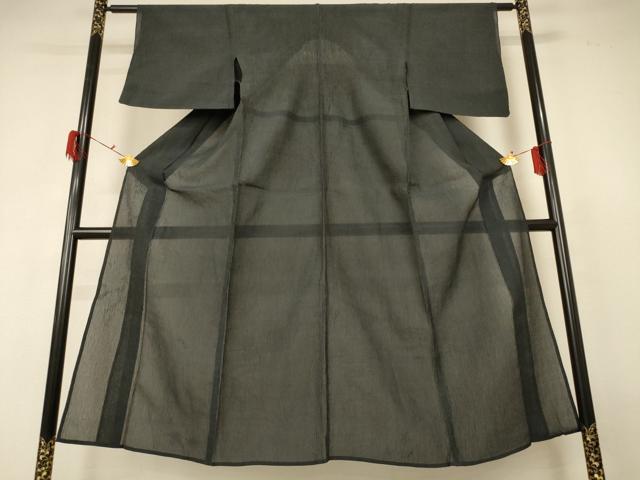 平和屋着物＊夏物 色無地 ちぢみ織 羊羹色 正絹 逸品 AABF6882jd