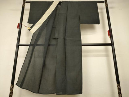 平和屋着物＊夏物 色無地 ちぢみ織 羊羹色 正絹 逸品 AABF6882jd