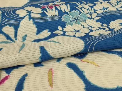 平和屋着物＊夏物 アンティーク 大正ロマン 絽 小紋 駒刺繍 流水草花文 正絹 逸品 AABF6891jd