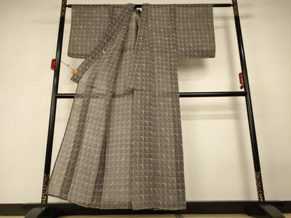 平和屋着物＊夏物 結城紬 夏結城 幾何学文様 高島屋扱い 正絹 逸品 AABF6887jd