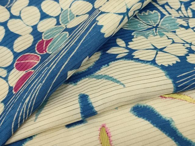 平和屋着物＊夏物 アンティーク 大正ロマン 絽 小紋 駒刺繍 流水草花文 正絹 逸品 AABF6891jd