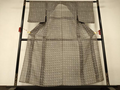 平和屋着物＊夏物 結城紬 夏結城 幾何学文様 高島屋扱い 正絹 逸品 AABF6887jd