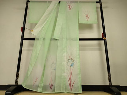 平和屋着物＊夏物 訪問着 絽 草花丸文 暈し染め 洗える着物 AABF9408jd