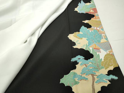 平和屋着物■豪華黒留袖　作家物　人物風景文　正絹　逸品　DABC0698qa
