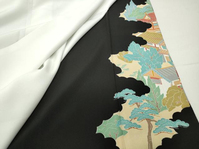 平和屋着物■豪華黒留袖　作家物　人物風景文　正絹　逸品　DABC0698qa