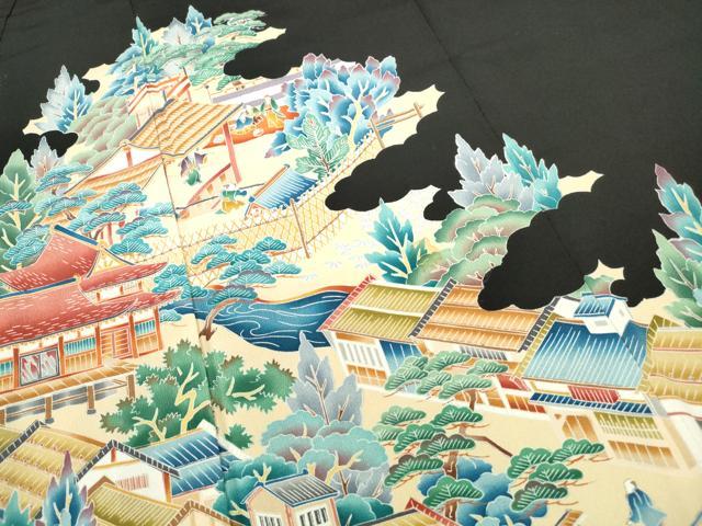 平和屋着物■豪華黒留袖　作家物　人物風景文　正絹　逸品　DABC0698qa