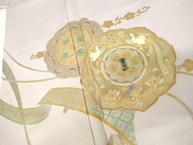 平和屋着物●螺鈿作家 藤本隆士 訪問着 鏡裏花鳥文 暈し染め 金銀彩 正絹 逸品 AABG0285cs