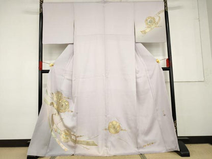 平和屋着物●螺鈿作家 藤本隆士 訪問着 鏡裏花鳥文 暈し染め 金銀彩 正絹 逸品 AABG0285cs