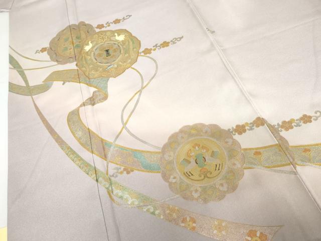 平和屋着物●螺鈿作家 藤本隆士 訪問着 鏡裏花鳥文 暈し染め 金銀彩 正絹 逸品 AABG0285cs
