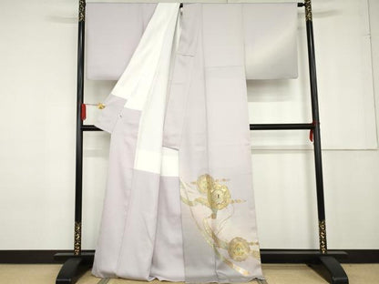 平和屋着物●螺鈿作家 藤本隆士 訪問着 鏡裏花鳥文 暈し染め 金銀彩 正絹 逸品 AABG0285cs
