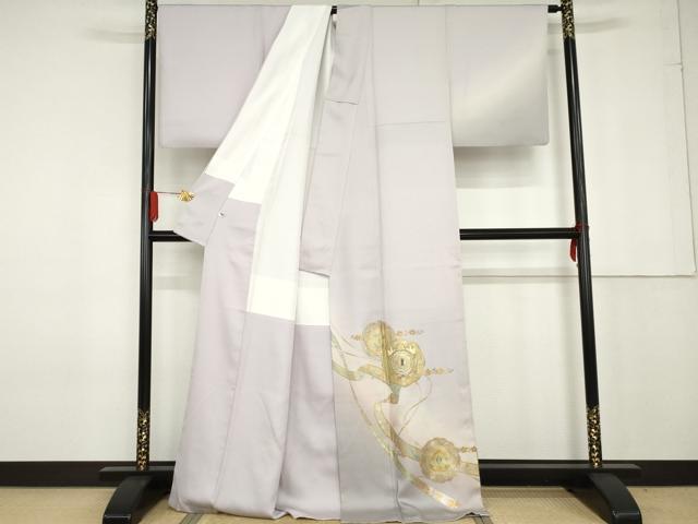 平和屋着物●螺鈿作家 藤本隆士 訪問着 鏡裏花鳥文 暈し染め 金銀彩 正絹 逸品 AABG0285cs