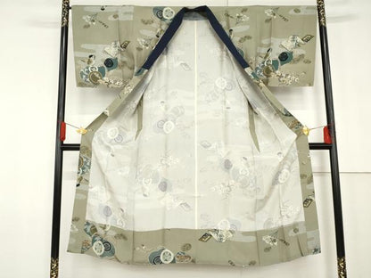 平和屋着物●男性 長襦袢 無双仕立て 瓢箪に雀 正絹 逸品 AABF9141cs