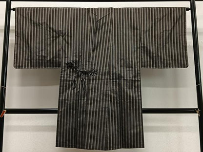 平和屋着物∞道中着　紬地　縞　ロング丈　正絹　逸品　未使用　CABC3161ua