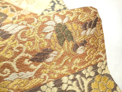 平和屋着物●六通柄袋帯　唐織　色紙重ね鳳凰花文　金糸　正絹　逸品　CABD0647hy