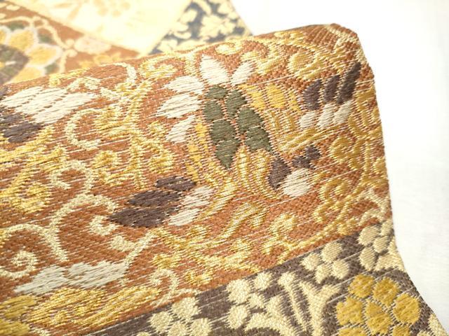 平和屋着物●六通柄袋帯　唐織　色紙重ね鳳凰花文　金糸　正絹　逸品　CABD0647hy