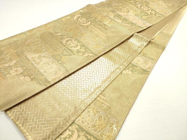 平和屋着物◎佐賀錦　六通柄袋帯　流水鳳凰更紗花文　金糸　正絹　逸品　DABB8461xg