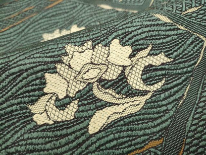 平和屋着物●本場筑前博多織 八寸名古屋帯 花鳥文 正絹 逸品 CABD0718hy