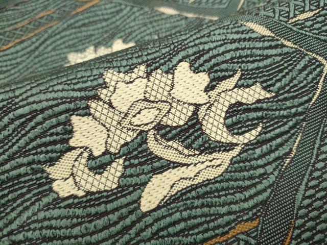 平和屋着物●本場筑前博多織 八寸名古屋帯 花鳥文 正絹 逸品 CABD0718hy