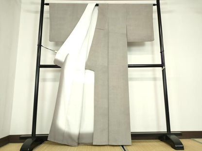 平和屋着物●江戸小紋　市松に縞　正絹　逸品　DABA4828az