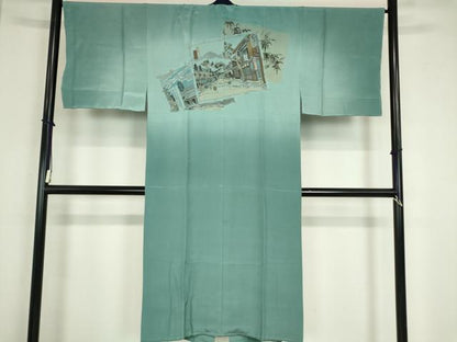 平和屋着物●男性　本場縞大島紬　アンサンブル　長襦袢(袷)セット　100亀甲　総詰め　正絹　逸品　DABA4838az