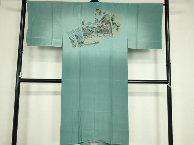 平和屋着物●男性　本場縞大島紬　アンサンブル　長襦袢(袷)セット　100亀甲　総詰め　正絹　逸品　DABA4838az