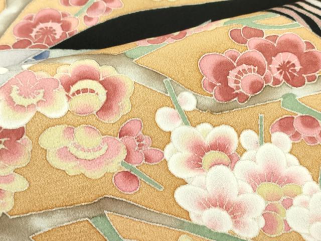 平和屋着物●本加賀友禅作家　梶山 伸　黒留袖　地紙吉祥花文　正絹　逸品　DABA4825az