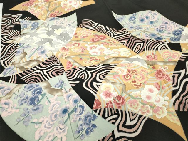 平和屋着物●本加賀友禅作家　梶山 伸　黒留袖　地紙吉祥花文　正絹　逸品　DABA4825az