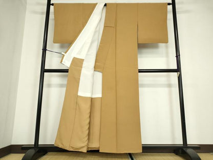 平和屋着物●上質な色無地　黄土色　正絹　逸品　DABA4833az